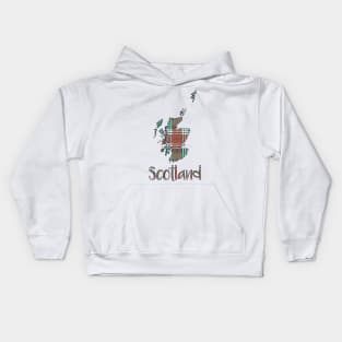 Scotland Christmas Tartan Map Typography Design Kids Hoodie